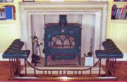 Antiqued brass fender – wood burner