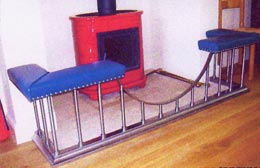 Brushed steel fender seat – wood burner