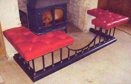 Burnished steel fender seat – wood burner